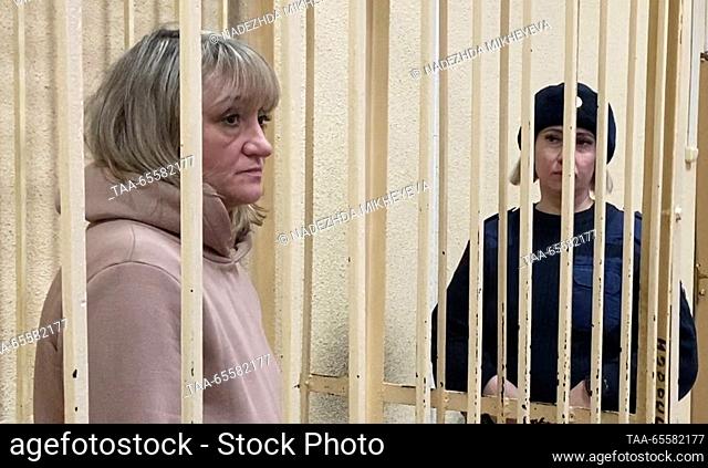 RUSSIA, BRYANSK - DECEMBER 9, 2023: Security officer Galina Chertkova (L) attends a court hearing into the Bryansk school shooting case
