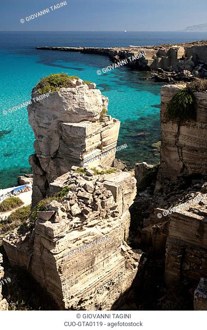 Cala Rossa Bay, Favignana island, Aegadian Islands, Sicily, Italy, Europe