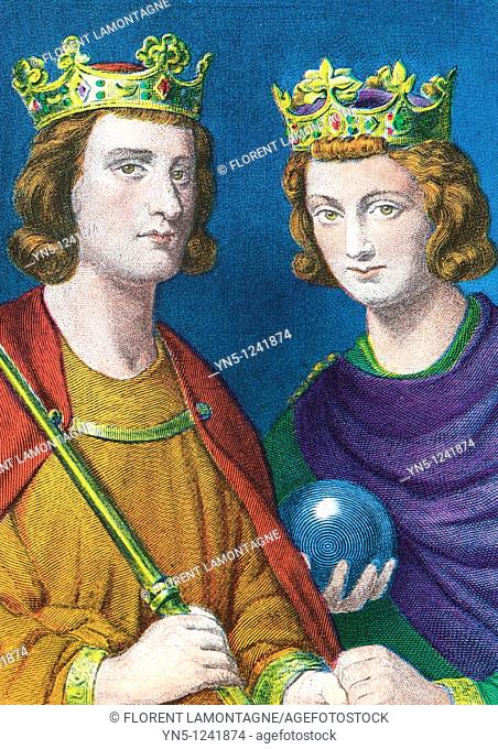Brothers and kings of France Louis III 863-882 and CARLOMAN 866-884