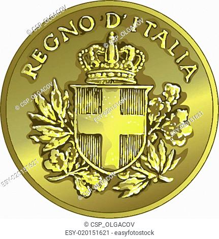 vector money gold italian coin twenty Centesimo