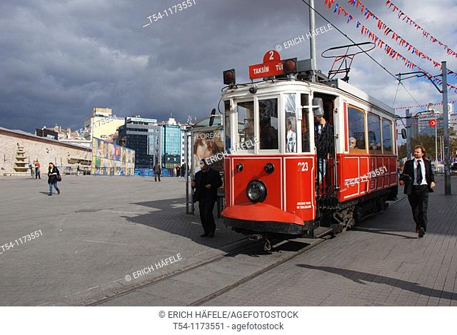 Historical Tram in Istanbul-Taksim Place