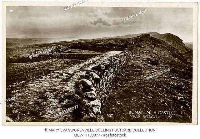 Hadrian's Wall (Vallum Aelium, Roman Wall, Pict's Wall, Vallum Hadriani) - MileCastle near Borcovicium (Houseteads Fort) - a defensive fortification in the...