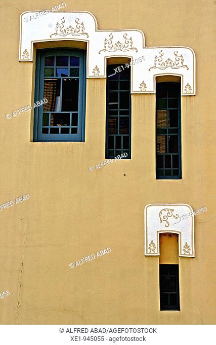 Windows from the modernist building, Balaguer, Catalonia, Spain