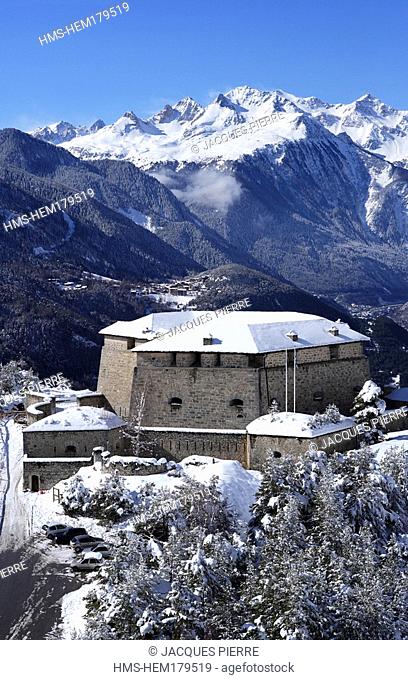 France, Savoie, Maurienne Valley, Barriere de l' Esseillon, Fort Charles Albert aerial view