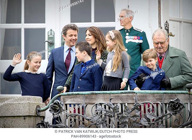 Prince Henrik, Crown Prince Frederik, Crown Princess Mary, Prince Christian, Princess Isabella, Prince Vincent, Princess Josephine of Denmark attend the 77th...