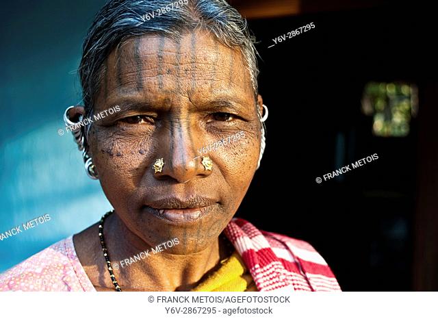 Woman belonging to the Kutia Kondh tribe ( Kandhamal district, Odisha state, India). She is christian