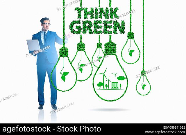 Think green ecological concept with the businessman