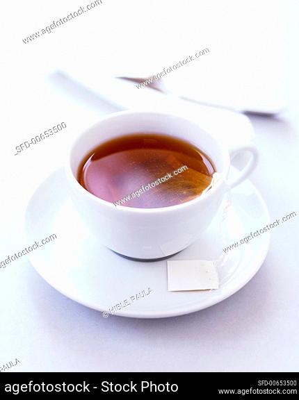 A cup of tea with tea bag