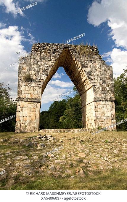 Mexico, Yucatan, Kabah, the restored monumental arch