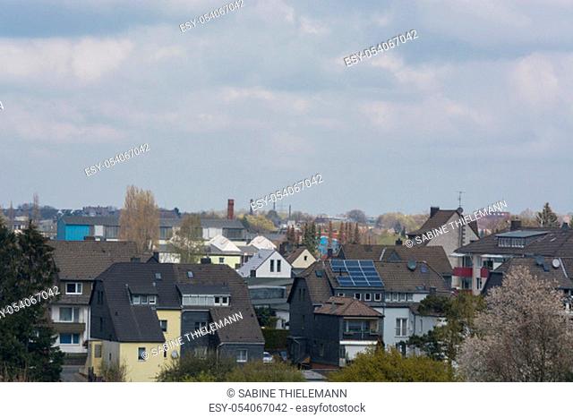 Panoramic shot, skyline of the city of Velbert.with sights