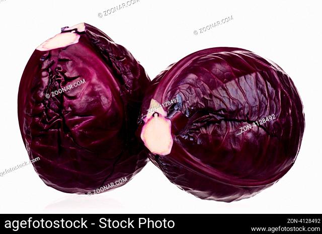 Fresh red cabbage vegetable on white background