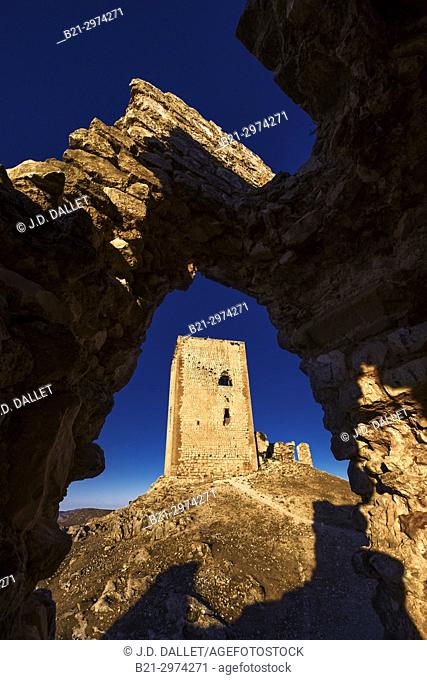 Spain, Andalusia, Malaga Province, Moorish castle of La Estrella at Teba