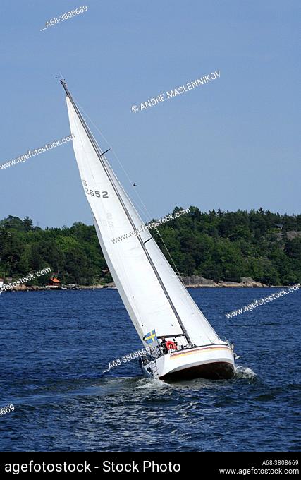 A sailboat in Stockholm's archipelago