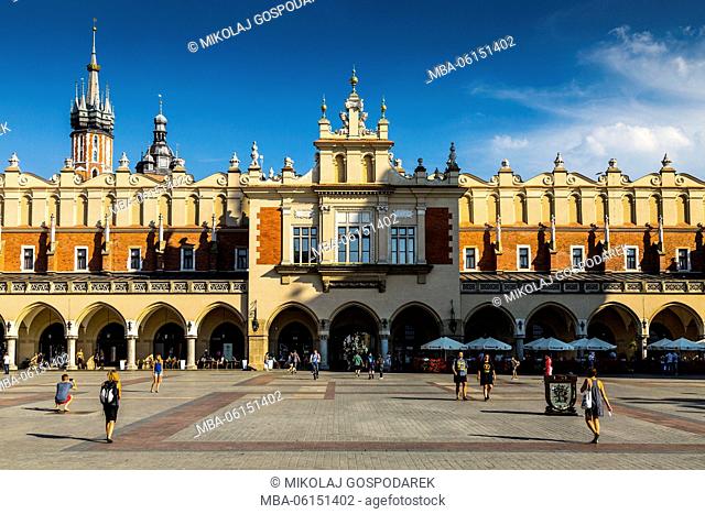 Poland, Lesser Poland, Cracow / Krakow, The Cloth Hall, Main Square and St. Mary's Basilica, The second largest and one of the oldest cities in Poland