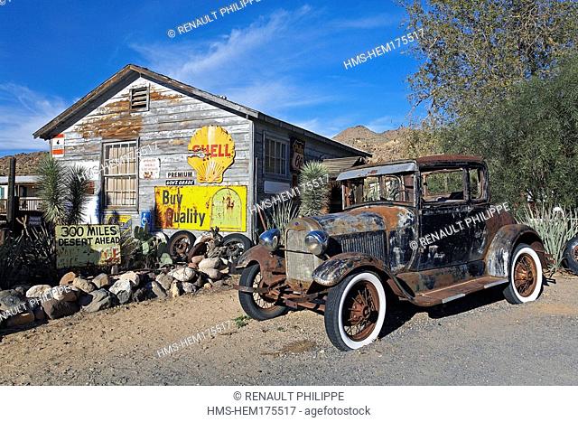 United States, Arizona, Route 66, Hackberry General Store, old American car