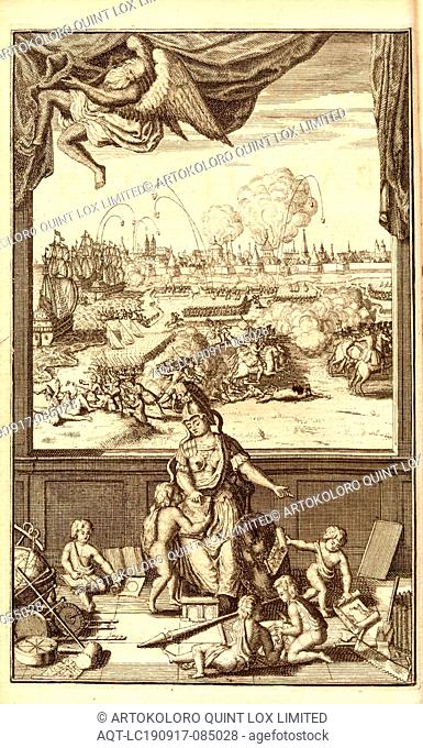 battle scene, Illustration of a battle, frontispiece, 1740, Bardet de Villeneuve: La tactique ou l'art de ranger des bataillons et de faire faire à une armée en...