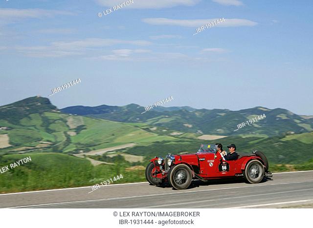 Aston Martin Le Mans, 1933, racing number 56, Manuel Elicabe and Mark Gessler, vintage car, car rally, Mille Miglia, 1000 Miglia, Loiano, Pianoro, Bologna