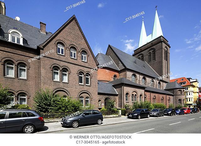 Dortmund, D-Dortmund, Ruhr area, Westphalia, North Rhine-Westphalia, NRW, Kreuzviertel, Cross Quarter, wealthy section, Heilig Kreuz Church, catholic church