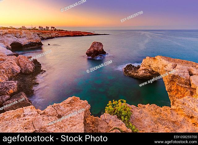Lovers bridge at sunrise in Ayia Napa Cyprus - nature background