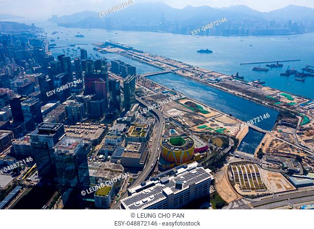 Kai Tak, Hong Kong : 29 January 2019- Top view of Hong Kong city residential district