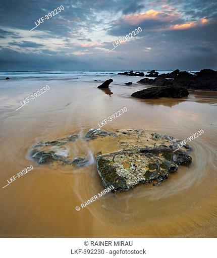 Rocks on beach, Barrika, Bay of Biscay, Asturias, Spain