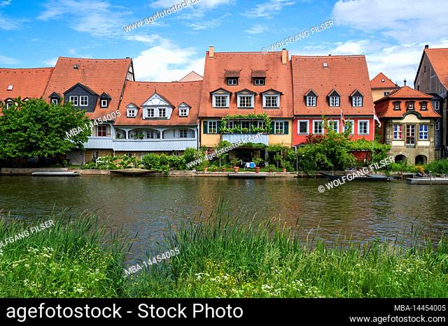 The historic old town of Bamberg on the river Regnitz in Lower Franconia with picturesque buildings in the district - Little Venice