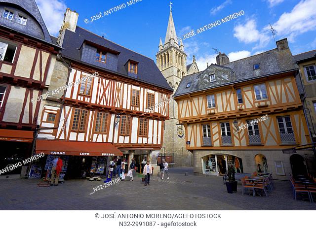 Vannes, City, Old Town and medieval houses, Morbihan, Bretagne, Brittany, France, Europe.