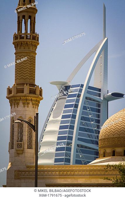 Burj al Arab Hotel and mosque  Jumeirah area  Dubai city  Dubai  United Arab Emirates