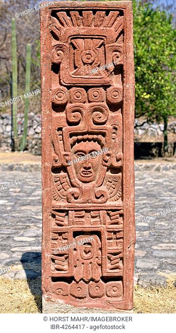 Stone stele at Museo de Sitio, Ruins of Xochicalco, Cuernavaca, Morelos, Mexico
