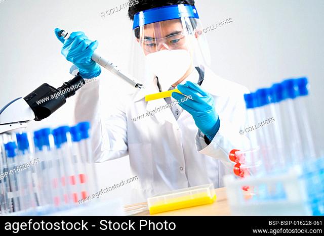 Laboratory assistant conducting experiments for laboratory research