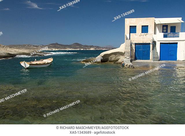 Small village near Agios Konstantinos, Island of Milos, Cyclades, Greece