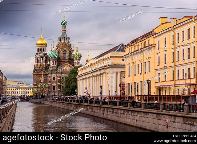Famous church in romantic nationalism style in the old town of Saint Petersburg