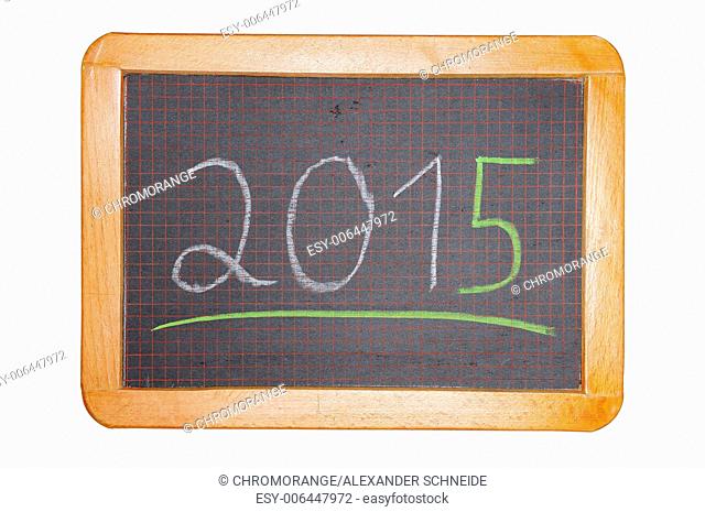 2015 with green five and underline on chalkboard cut out