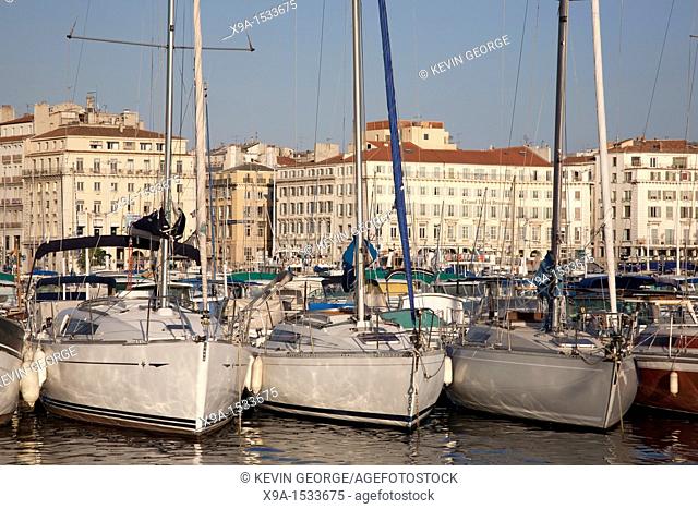 Boats and Yachts in the Vieux Port, Marseilles, France, Europe