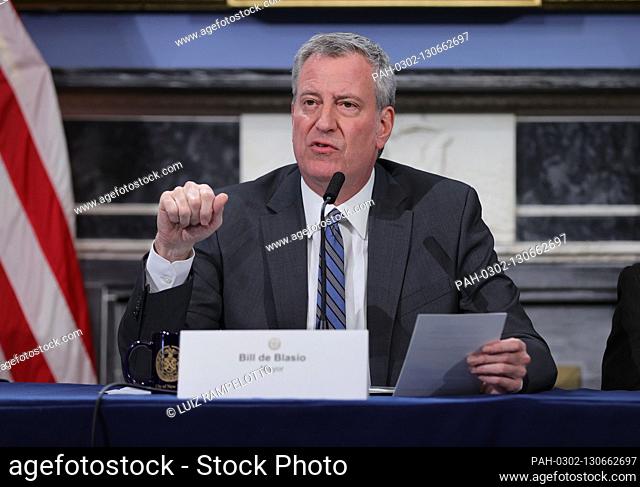Blue Room City Hall, New York, USA, March 04, 2020 - Mayor Bill de Blasio updates New Yorkers on the Citys preparedness efforts regarding COVID-19
