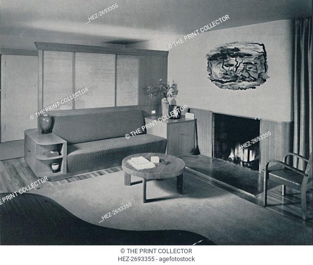 'House at Pomona, California - the living room from the other side of the partition', 1942. Artist: Unknown