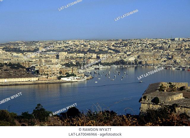 View over Ta X'biex bay and town from Valletta