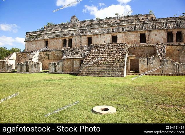 View of The Palace-El Palacio at the Prehispanic Mayan city of Kabah Archaeological Site in the Puuc Route, Merida, Yucatan State, Mexico, Central America