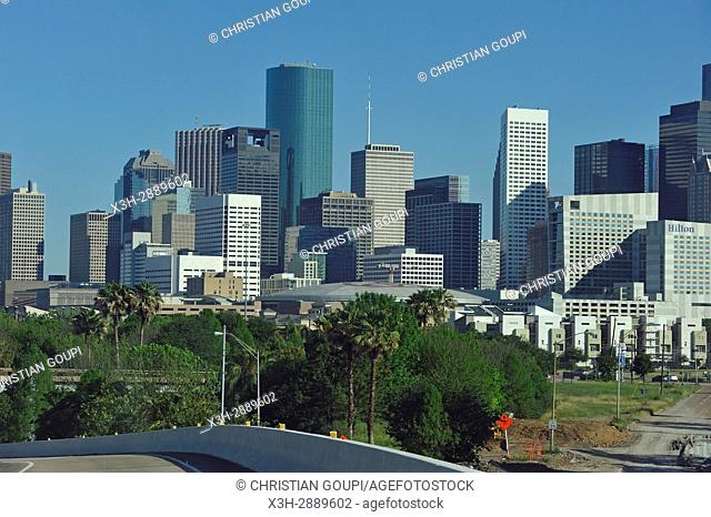 skyline view from the south of Houston, Texas, United States of America, North America