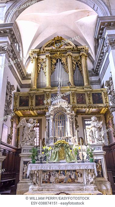 Santa Maria Giglio Zobenigo Church Basilica Altar Venice Italy. Founded in the 9th Century Rebuilt in 1600s