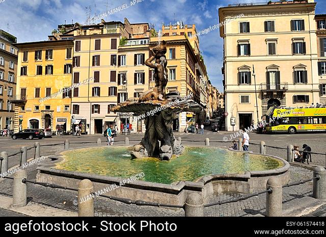 Triton Fountain by Gian Lorenzo Bernini, work in 1643 on the Piazza Barberini, Rome