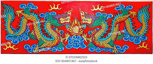Art Chinese style painting two dragon