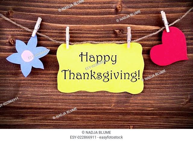 Happy Thanksgiving Label with Flower Symbol
