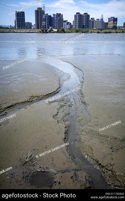 Low water level in the Danshui River in Taipei, Taiwan on 22/08/2022 High temeratures and lack of rain have caused drought in the southern and central parts of...