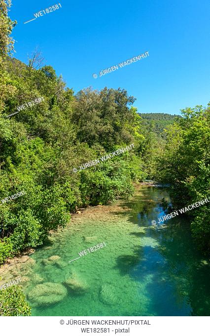 Scenery at the river Siagne, Saint-Cezaire-sur-Siagne, Alpes-Maritim, Provence-Alpes-Cote d`Azur, France, Europe