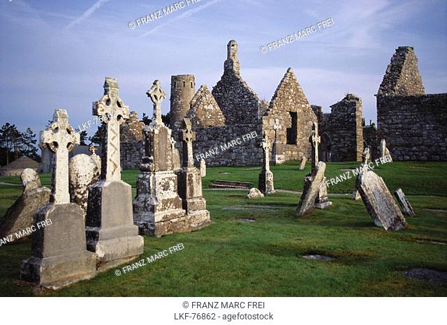 Monastery ruins of Clonmacnoise, Athlone. County Offaly, Republic of Ireland