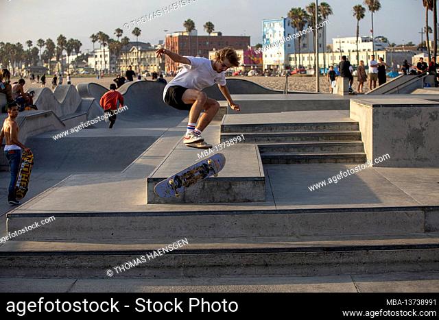 The skaters and the lifestyle at the Venice Beach Skate Park in Santa Monica - Los Angeles, California, USA