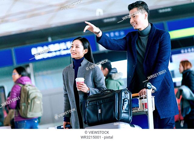 Business men and women at the airport