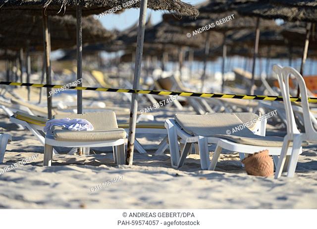 The cordoned off beach area of the Imperial Marhaba Hotel in Sousse, Tunisia, 27 June 2015. At least 39 people were killed in the terror attack in the Tunisian...