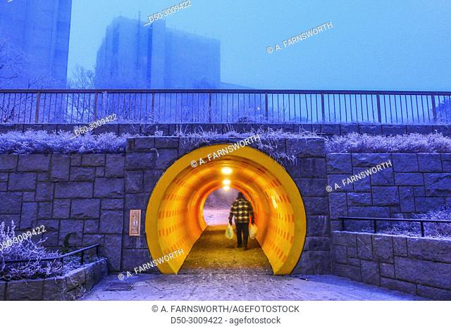 STOCKHOLM, SWEDEN. Colored tunnel in Fruängen suburb